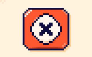 Warning sign drawn in 8 bit style. vector