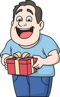 Dad receives gift Father's Day Cartoon Illustration vector