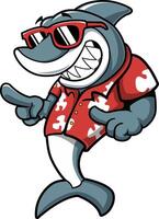 Happy Shark Wearing Sunglasses Beach vector