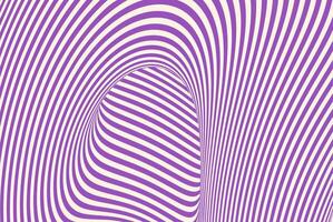 Abstract optical illusion background with purple and beige wavy lines creating a warped tunnel effect. Psychedelic pattern with curved stripes and distorted perspective for modern graphic design. vector