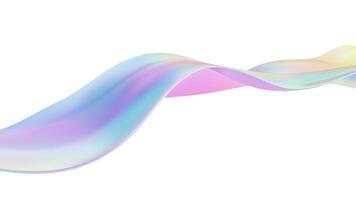 3D Iridescent wave liquid abstract background. Glass ribbon fluid shape. Blue gradient holographic elements create iridescent flow and soft texture. Smooth flowing design on white background vector