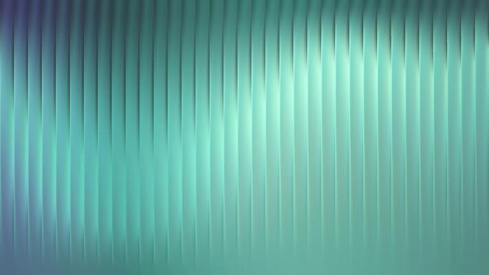 Blue Ribbed glass background with abstract pattern and 3D gradient lines. Blue premium texture with light blur and transparent wave effects. Plastic metal wall with fluted surface and glossy stripes.