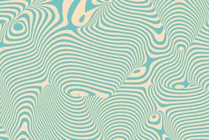 Abstract wavy pattern with teal and beige curved lines creating an optical illusion of depth and movement. Modern digital artwork featuring fluid shapes, dynamic flow, and surreal, hypnotic aesthetic. vector