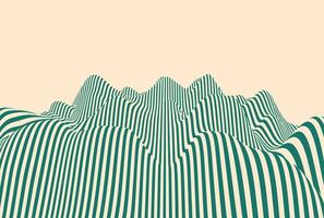 Groovy waves pattern in green and beige. Psychedelic wavy stripes fluid optical illusion. Modern geometric green wave pattern background with distorted flowing trippy lines and dynamic motion effect. vector