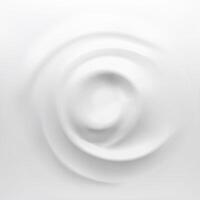 Sour cream and yogurt swirl on white background, top view. Creamy milk cosmetic splash with smooth wave and soft foam. Whipped dairy product and fresh mousse blend isolated vector