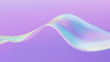 3D glass ribbon fluid wave. Abstract liquid background. Blue gradient holographic elements swirl with iridescent flow shapes and neon light. Bright spectral movement and colorful refraction. vector