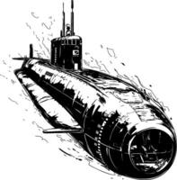 Submarine illustration in motion with streamlined design and detailed structure vector