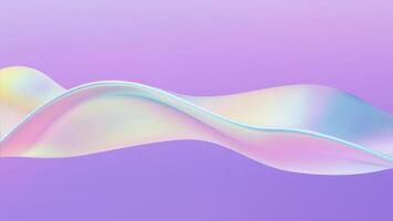 Fluid wave 3D glass ribbon. Abstract liquid background. Blue gradient holographic elements swirl with iridescent flow shapes and neon light. Bright spectral movement and colorful refraction. vector