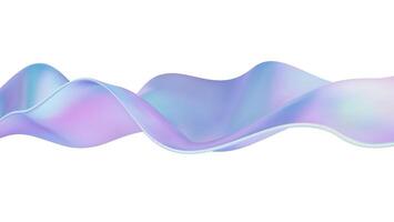 3D wave abstract liquid background with glass ribbon fluid shapes. Blue gradient holographic elements reflect iridescent chrome and rainbow tones. Dynamic soft wavy dispersion. illustration. vector