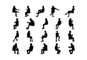 People Sitting Sillhouette Element vector