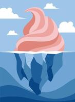 Conceptual ice cream and iceberg illustration vector