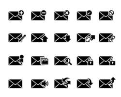 Set of email icons with different type of email variation, small icons with email, for website and graphic project. vector