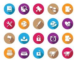 Simple White web icons on colorful sphere with shadow, set , Contact us icons for web computer and mobile vector