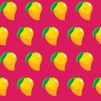 Mango fruit with leaf, seamless pattern on pink background vector