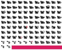 Set of 101 file and folder icon set. Home, location, call, at, email, address, globe, chat, message, mail, telephone, information, support, search etc kind of icons for website and graphic project. vector