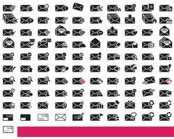Set of 101 email icon set, Home, location, call, at, email, address, globe, chat, message, mail, telephone, information, support, search, website etc kind of icons for website and graphic project. vector