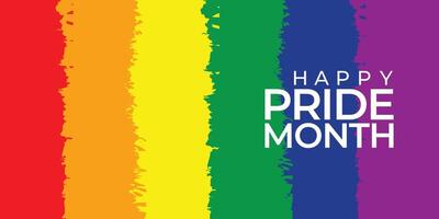 Pride Month Banner with Rainbow Text. Trendy 'Pride Month' Typography LGBT Pride Flag Colours. Banner vector