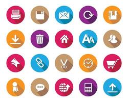 Simple White web icons on colorful sphere with shadow, , web and communication icons for web and Graphic. vector