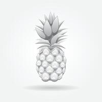 Grey colour 3d pineapple fruit abstract seamless pattern on grey background vector
