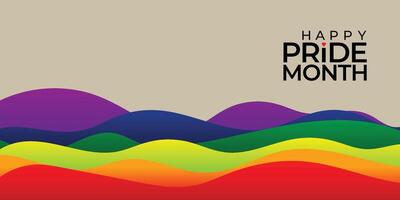 Let's Celebrate PRIDE month beautiful waves background for festival parades, parties, and social events. Colorful rainbow flag on dark background. design template vector