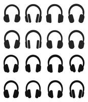 Headphone and Headset Silhouettes - Audio Device Icons vector