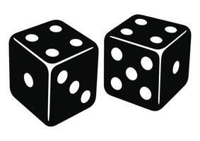 Pair of Black Casino Dice Icon - Gambling and Game Symbol vector