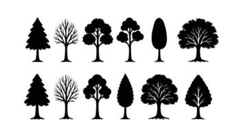 Various Tree Silhouette Shapes - Nature and Forest Icons vector