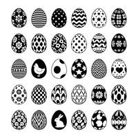Black and White Easter Eggs Decorated with Patterns Set vector