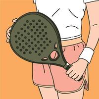 Padel Player with Paddle vector
