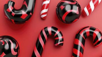 A group of candy canes on a red background photo