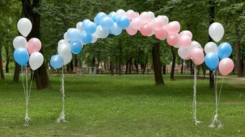 Balloon arch in the park photo