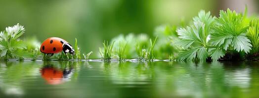 Ladybug on the water photo