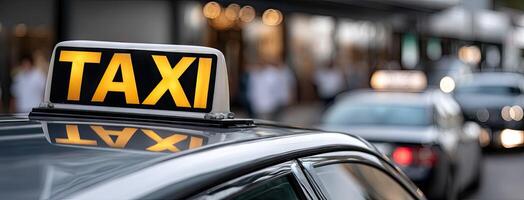 A taxi sign is on top of a car photo