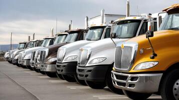 A row of trucks photo