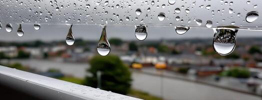 Raindrops on a window sill photo