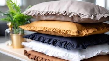 Pillows with ruffles on top of each other photo