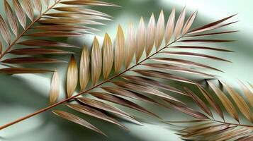 Palm leaves on a green background photo