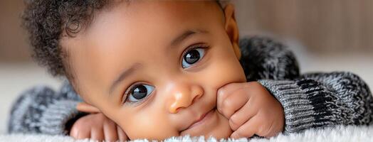 A baby laying on a white blanket photo