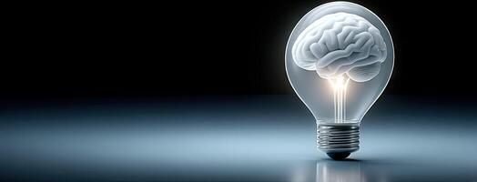 A light bulb with a brain inside photo