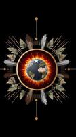 The earth is surrounded by fire and arrows photo