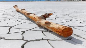A dead tree on the salt flats of salton sea, california photo