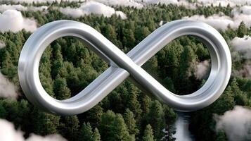 An infinity symbol is surrounded by trees photo