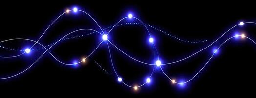 A blue wave of light is shown on a black background photo