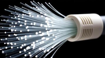 A close up of a white fiber optic cable photo