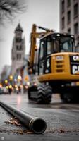 A yellow and black construction vehicle photo