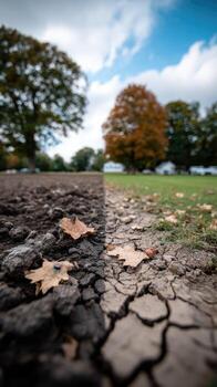 A field with a dry and cracked ground photo