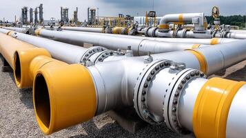 Pipelines and valves in an oil refinery photo