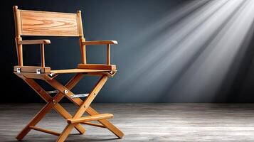 Director's chair with light shining through it photo