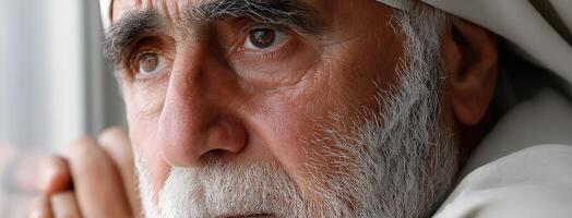 A close up of a man with a white beard photo