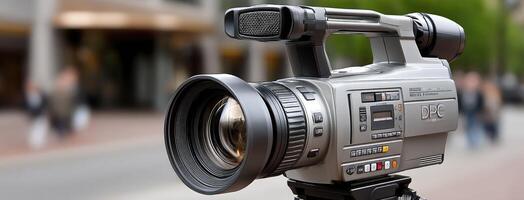 A camera is shown on a tripod photo